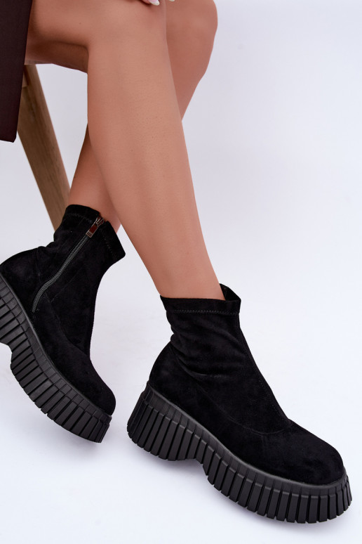 Bottines noires avec plateforme en daim synthétique Elmorine