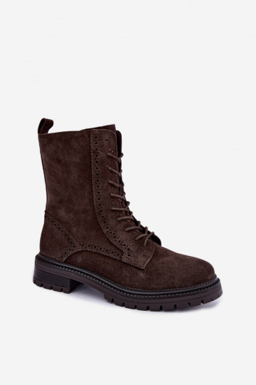 Bottines à lacets doublées en daim synthétique Czekoladoje Rasvena