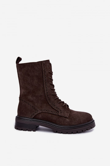 Bottines à lacets doublées en daim synthétique Czekoladoje Rasvena 2