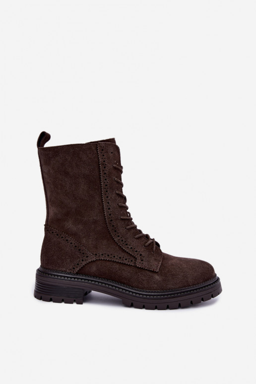 Bottines à lacets doublées en daim synthétique Czekoladoje Rasvena