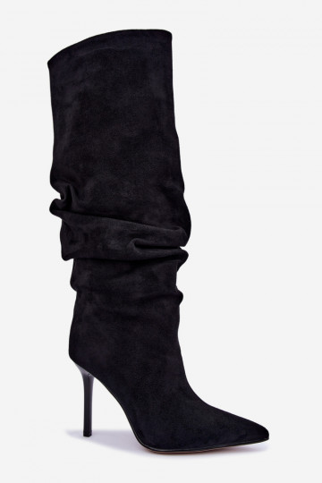 Bottes noires à enfiler avec talons fins Balira