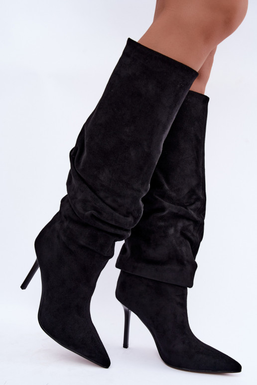 Bottes noires à enfiler avec talons fins Balira