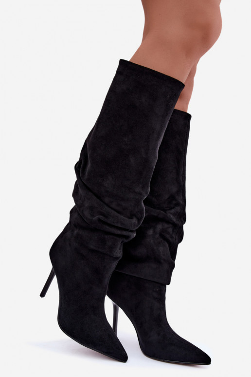 Bottes noires à enfiler avec talons fins Balira