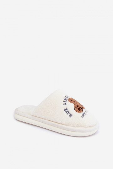 Chaussons pour femmes ivoire avec fourrure Meškiukai Cassira