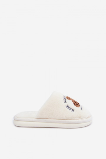 Chaussons pour femmes ivoire avec fourrure Meškiukai Cassira 2