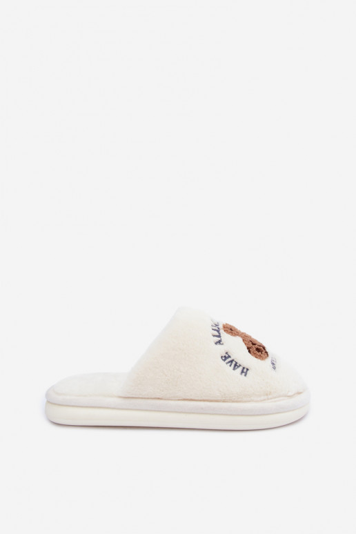 Chaussons pour femmes ivoire avec fourrure Meškiukai Cassira
