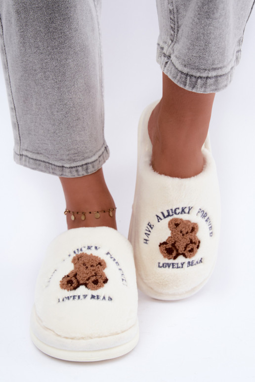 Chaussons pour femmes ivoire avec fourrure Meškiukai Cassira