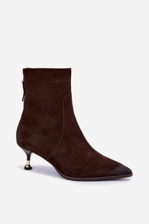 Bottines en daim doublées avec talons Zazoo 60629 Czekoladoje