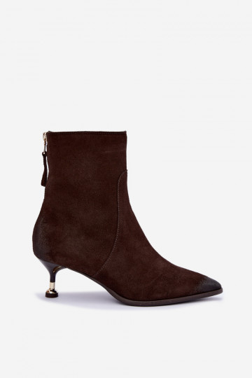 Bottines en daim doublées avec talons Zazoo 60629 Czekoladoje 2