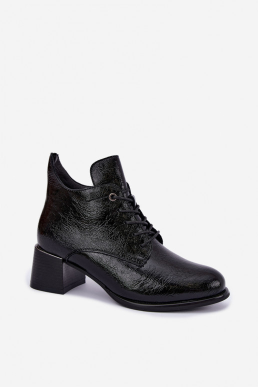 Bottines noires pour femmes avec effet verni Klocku Hadelle