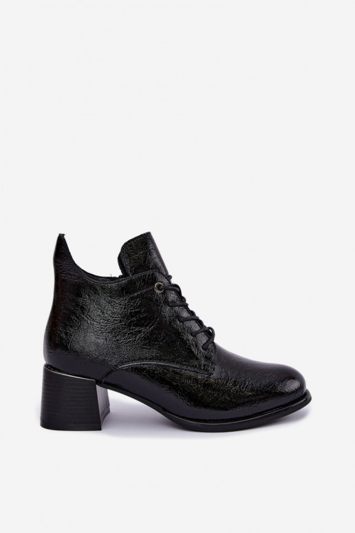 Bottines noires pour femmes avec effet verni Klocku Hadelle