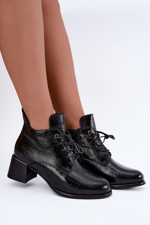Bottines noires pour femmes avec effet verni Klocku Hadelle