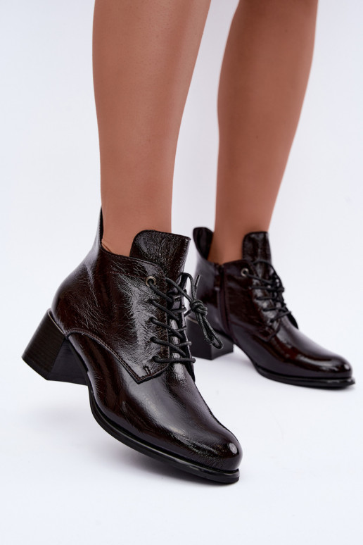 Bottines bordeaux pour femmes avec effet verni Klocku Hadelle
