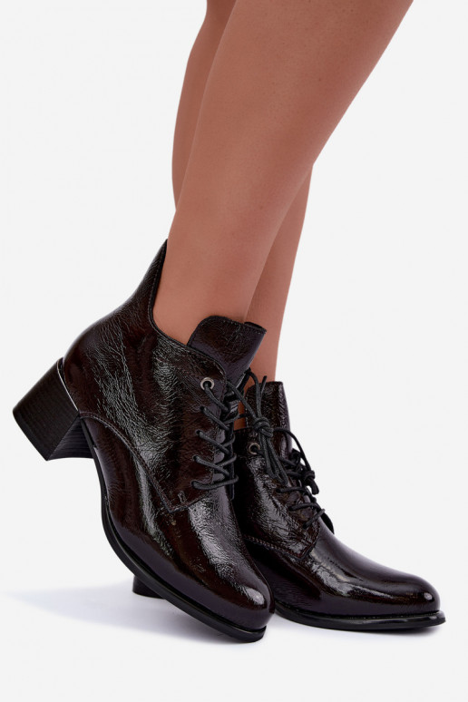 Bottines bordeaux pour femmes avec effet verni Klocku Hadelle