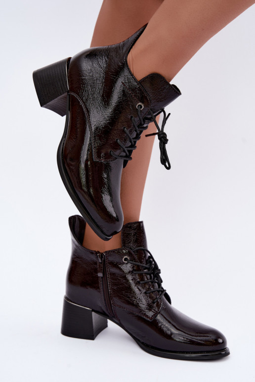 Bottines bordeaux pour femmes avec effet verni Klocku Hadelle
