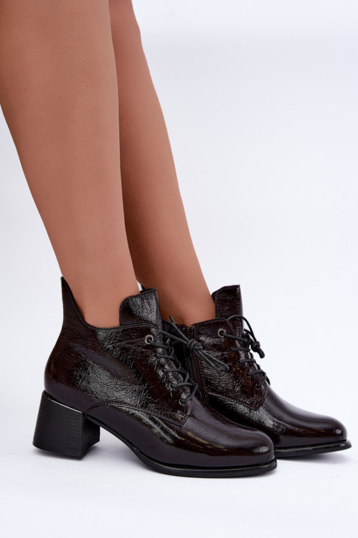 Bottines bordeaux pour femmes avec effet verni Klocku Hadelle