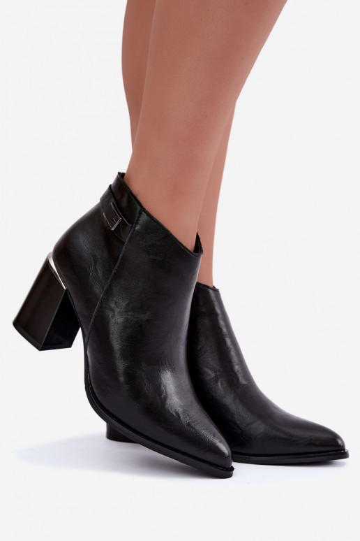 Bottines noires doublées avec talons et bandes décoratives Irmelle