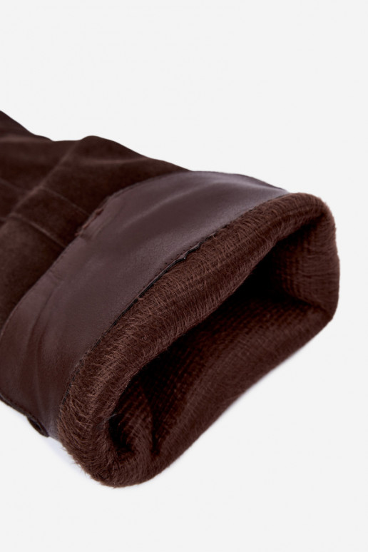 Bottes hautes en style cowboy avec talons en daim synthétique marron