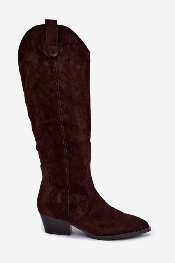 Bottes hautes en style cowboy avec talons en marron Renissa 2