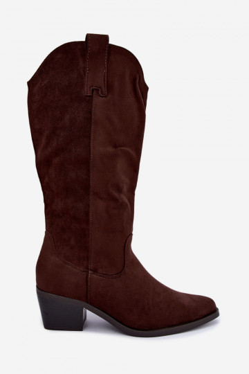 Bottes hautes en style cowboy avec talons en marron Rialene 2