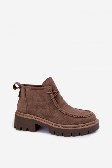 Bottines lacées en daim synthétique sable Farella
