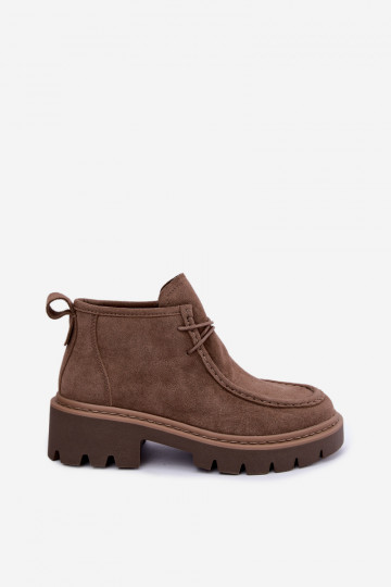 Bottines lacées en daim synthétique sable Farella 2