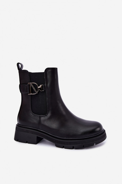 Bottines chaudes et stylées avec ornements en noir Janira
