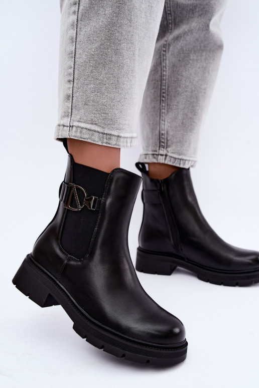 Bottines chaudes et stylées avec ornements en noir Janira