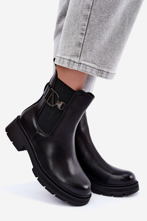 Bottines chaudes et stylées avec ornements en noir Janira