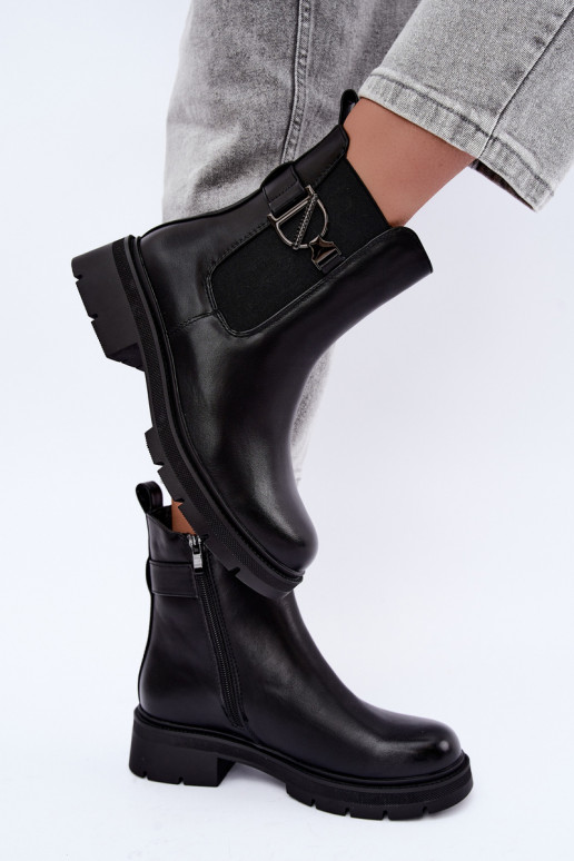 Bottines chaudes et stylées avec ornements en noir Janira
