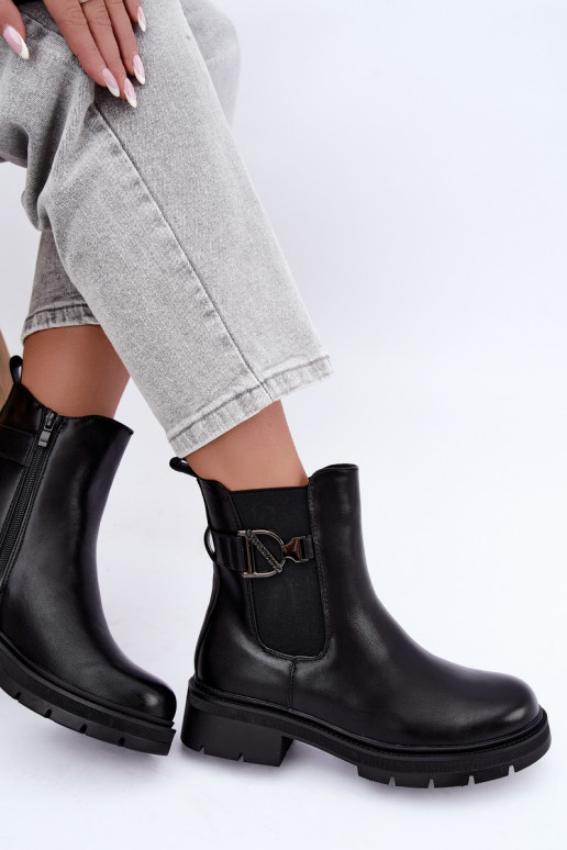 Bottines chaudes et stylées avec ornements en noir Janira