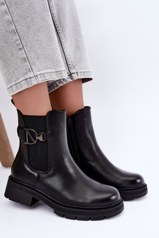Bottines chaudes et stylées avec ornements en noir Janira