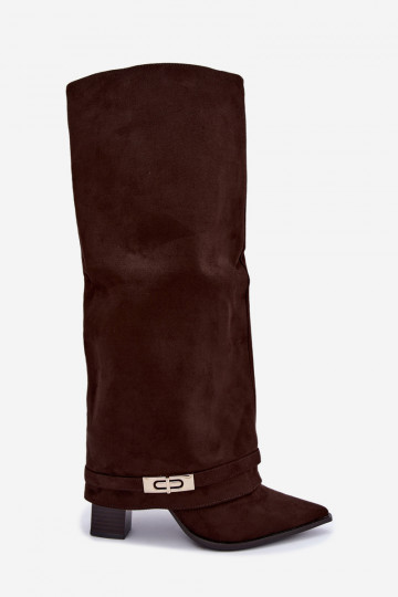 Bottes hautes chaudes avec tige cousue et talons en marron Jorella 2