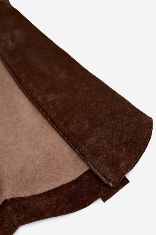 Bottes hautes chaudes en daim synthétique de style cowboy en marron Zazoo 4224