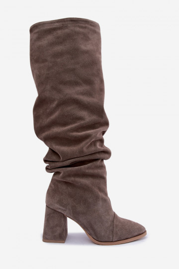 Bottes hautes chaudes froissées en daim synthétique avec talons en argile Zazoo 4228 2