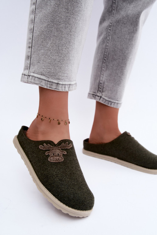 Chaussons femme avec cerfs Inblu CS000049 kaki