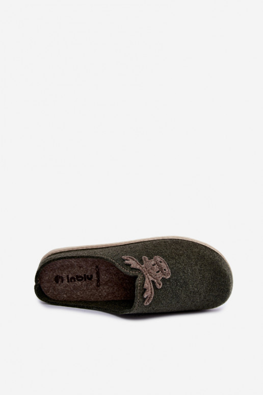 Chaussons femme avec cerfs Inblu CS000049 kaki