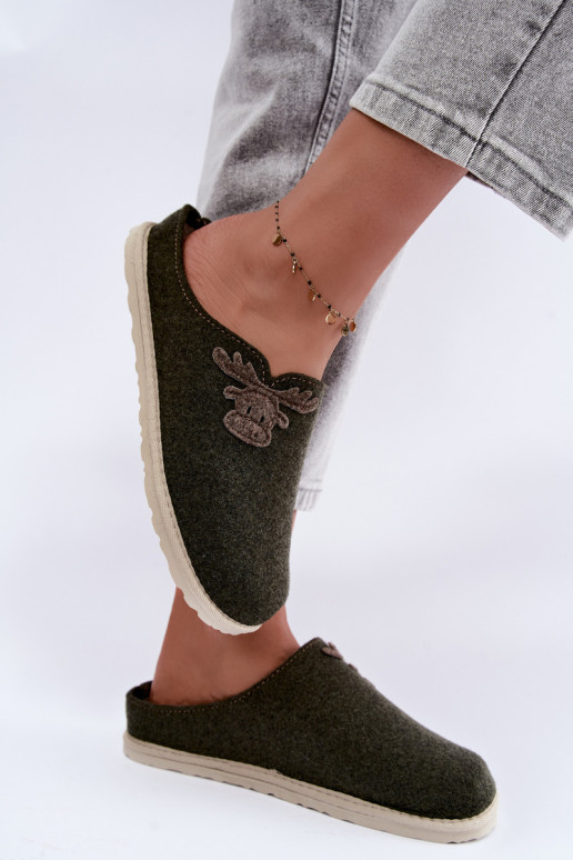 Chaussons femme avec cerfs Inblu CS000049 kaki