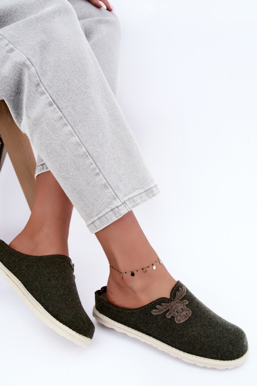 Chaussons femme avec cerfs Inblu CS000049 kaki