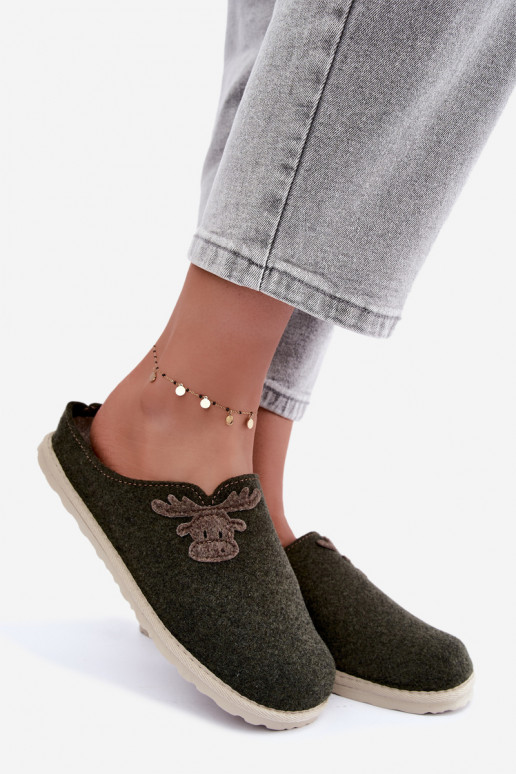 Chaussons femme avec cerfs Inblu CS000049 kaki