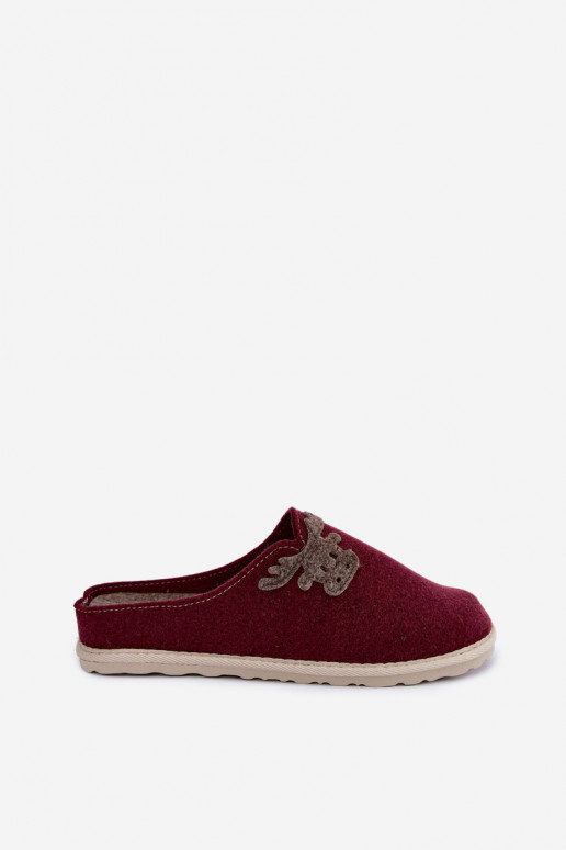 Chaussons femme avec cerfs Inblu CS000049 bordeaux