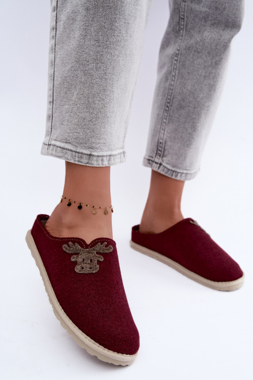 Chaussons femme avec cerfs Inblu CS000049 bordeaux