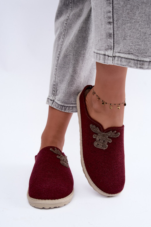 Chaussons femme avec cerfs Inblu CS000049 bordeaux