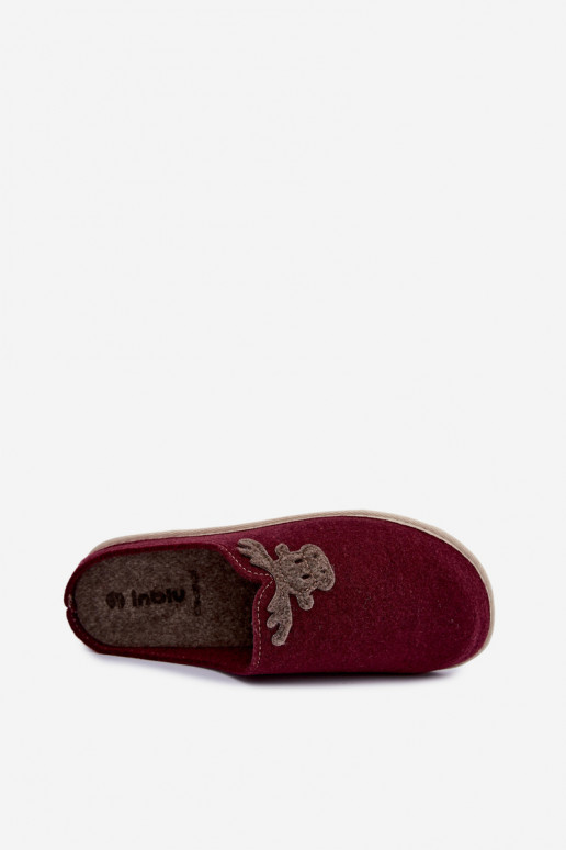 Chaussons femme avec cerfs Inblu CS000049 bordeaux