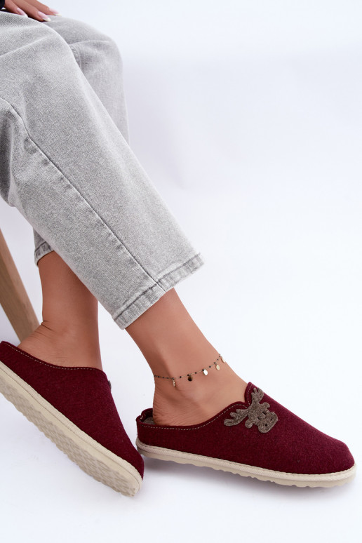 Chaussons femme avec cerfs Inblu CS000049 bordeaux