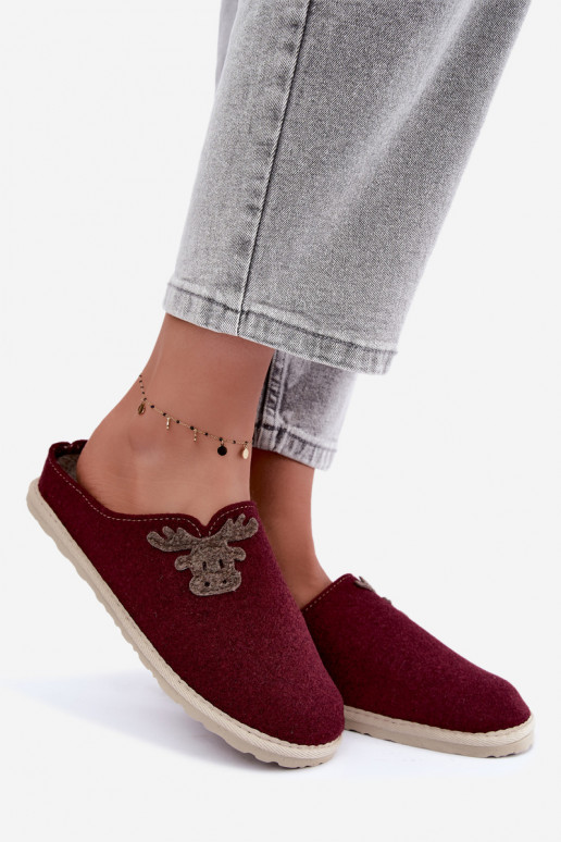 Chaussons femme avec cerfs Inblu CS000049 bordeaux