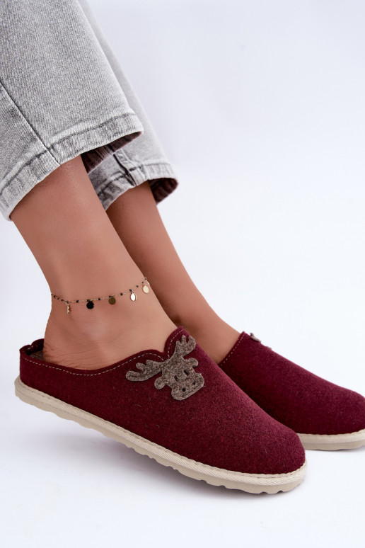 Chaussons femme avec cerfs Inblu CS000049 bordeaux