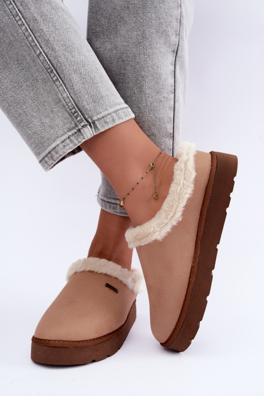 Chaussons femme avec fourrure Inblu DR000004 marron