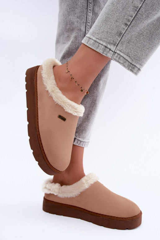 Chaussons femme avec fourrure Inblu DR000004 marron