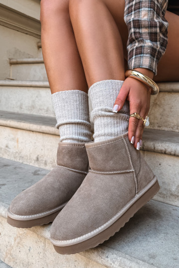 Bottes de neige chaudes en faux daim avec fourrure à l'intérieur en couleur sable Amandine